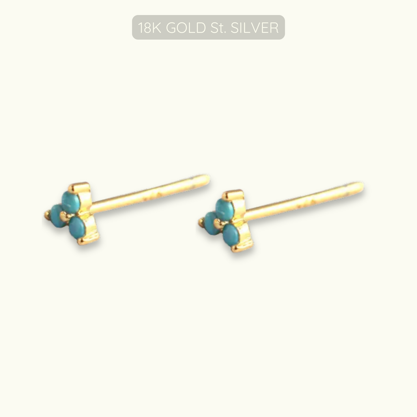 Clover Studs - Turquoise 18k Gold Plated 925 Sterling Silver