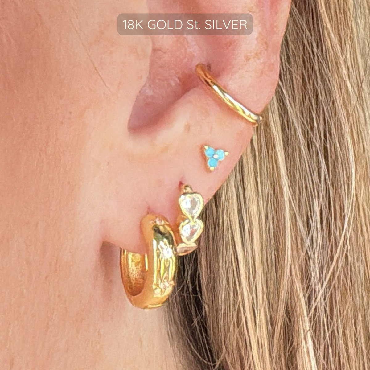Clover Studs - Turquoise 18k Gold Plated 925 Sterling Silver