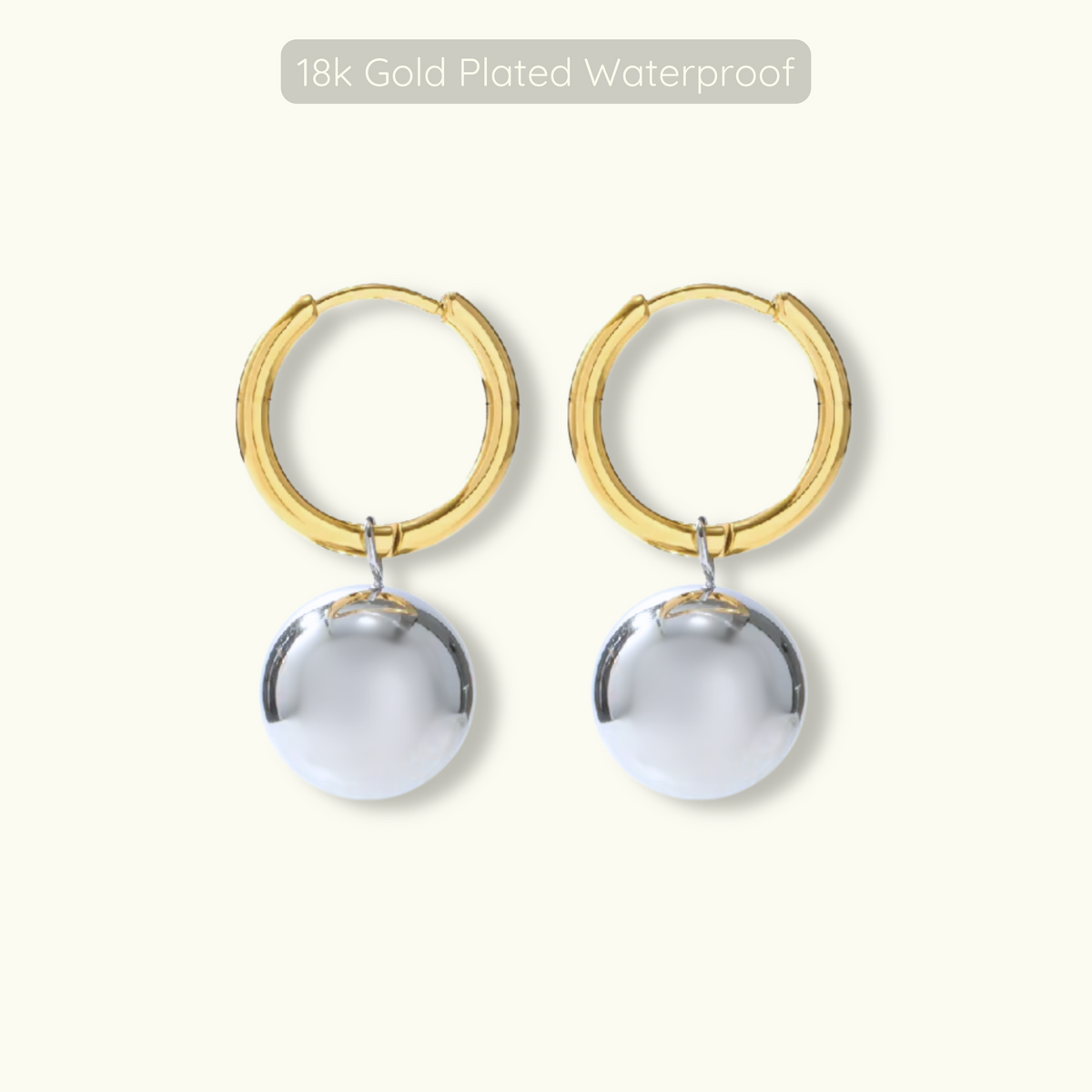 Donna Hoops - 18k Gold Plated - Mixed Metal - Waterproof