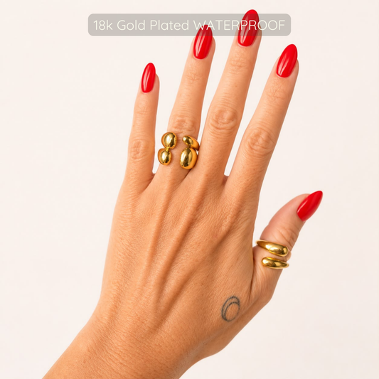Delia Adjustable Ring - 18k Gold Plated - Waterproof
