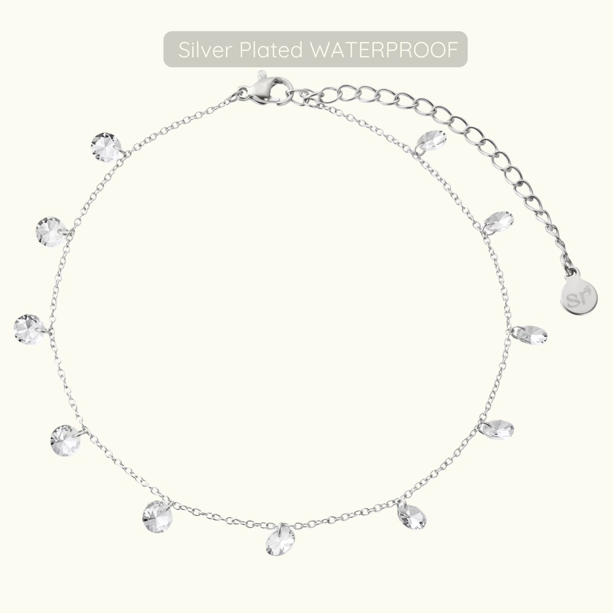 Elizabeth Anklet - Silver Plated - Waterproof