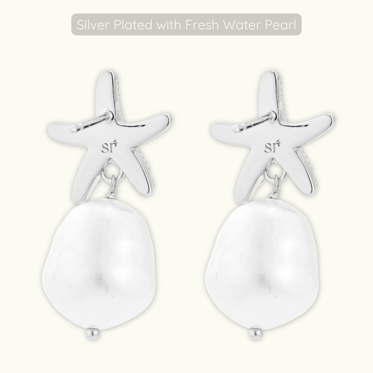 Frankie Pearl Earring - Silver Plated with Fresh Water Pearl