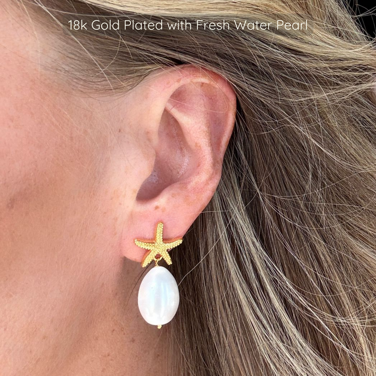 Frankie Pearl Earring - Silver Plated with Fresh Water Pearl