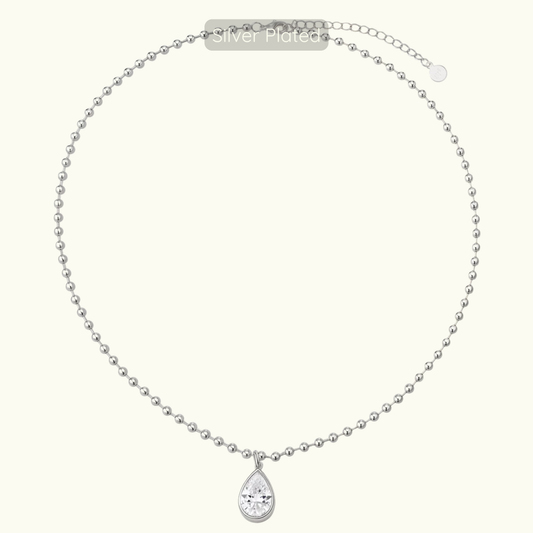 Michelle Teardop Charm Necklace - Silver Plated