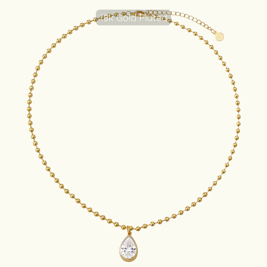 Michelle Teardop Charm Necklace - 18k Gold Plated