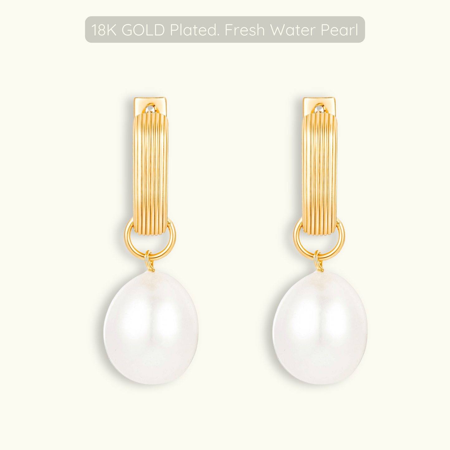Pearl Hoops - 18k Gold Plated