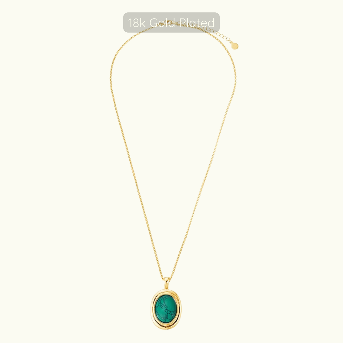 Stevie Necklace - Green Turquoise - 18k Gold Plated