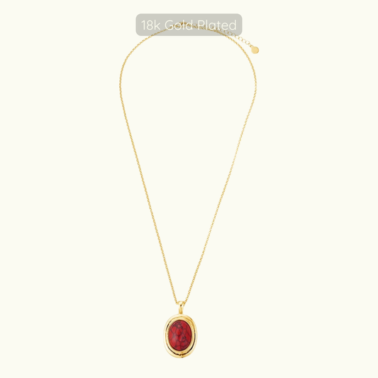 Stevie Necklace - Red Turquoise - 18k Gold Plated
