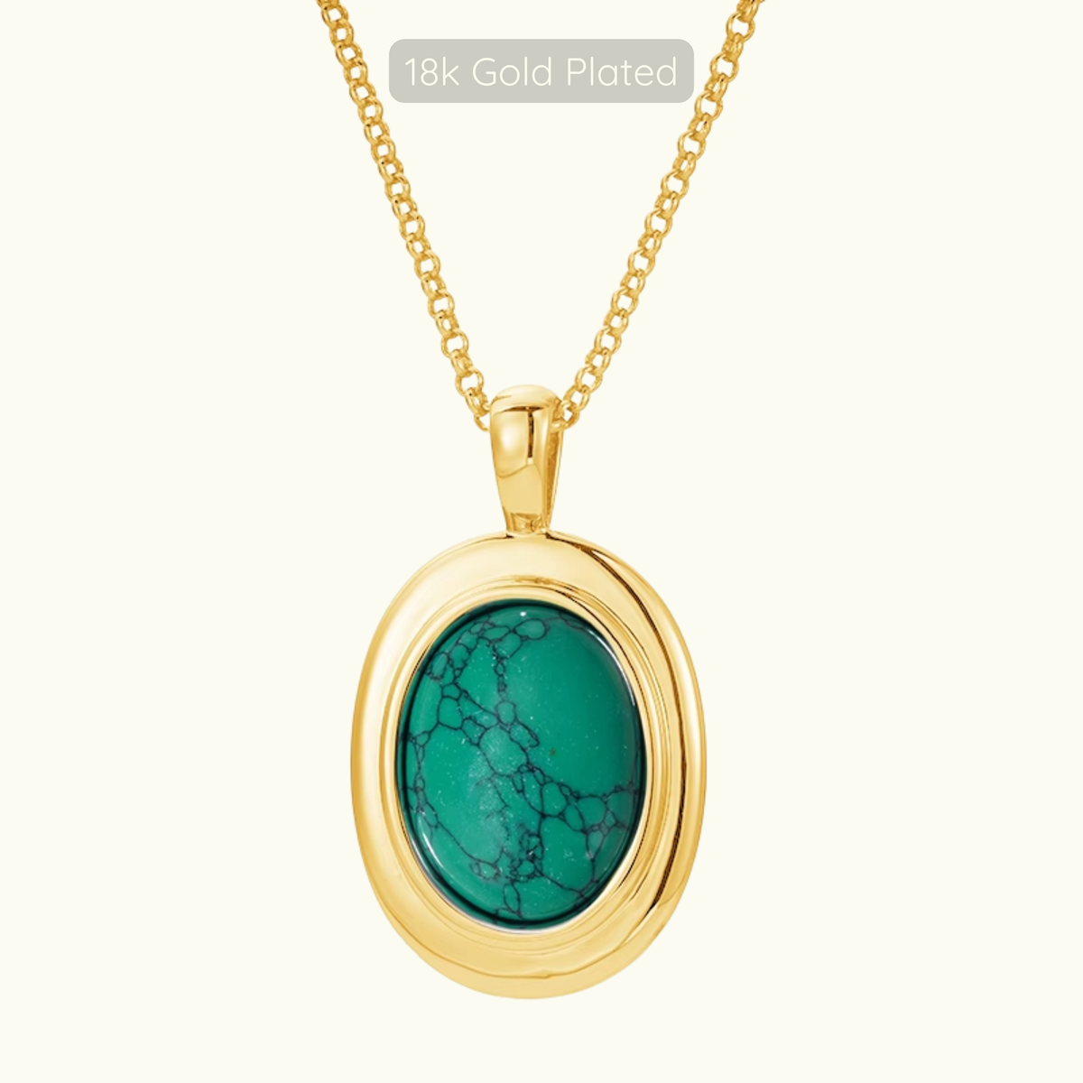 Stevie Necklace - Green Turquoise - 18k Gold Plated