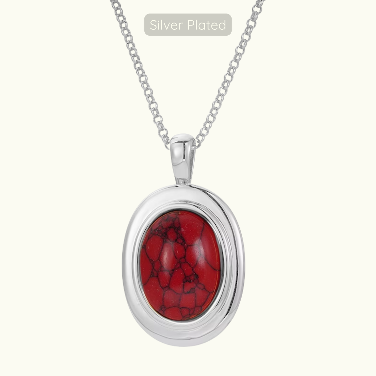 Stevie Necklace - Red Turquoise - Silver Plated