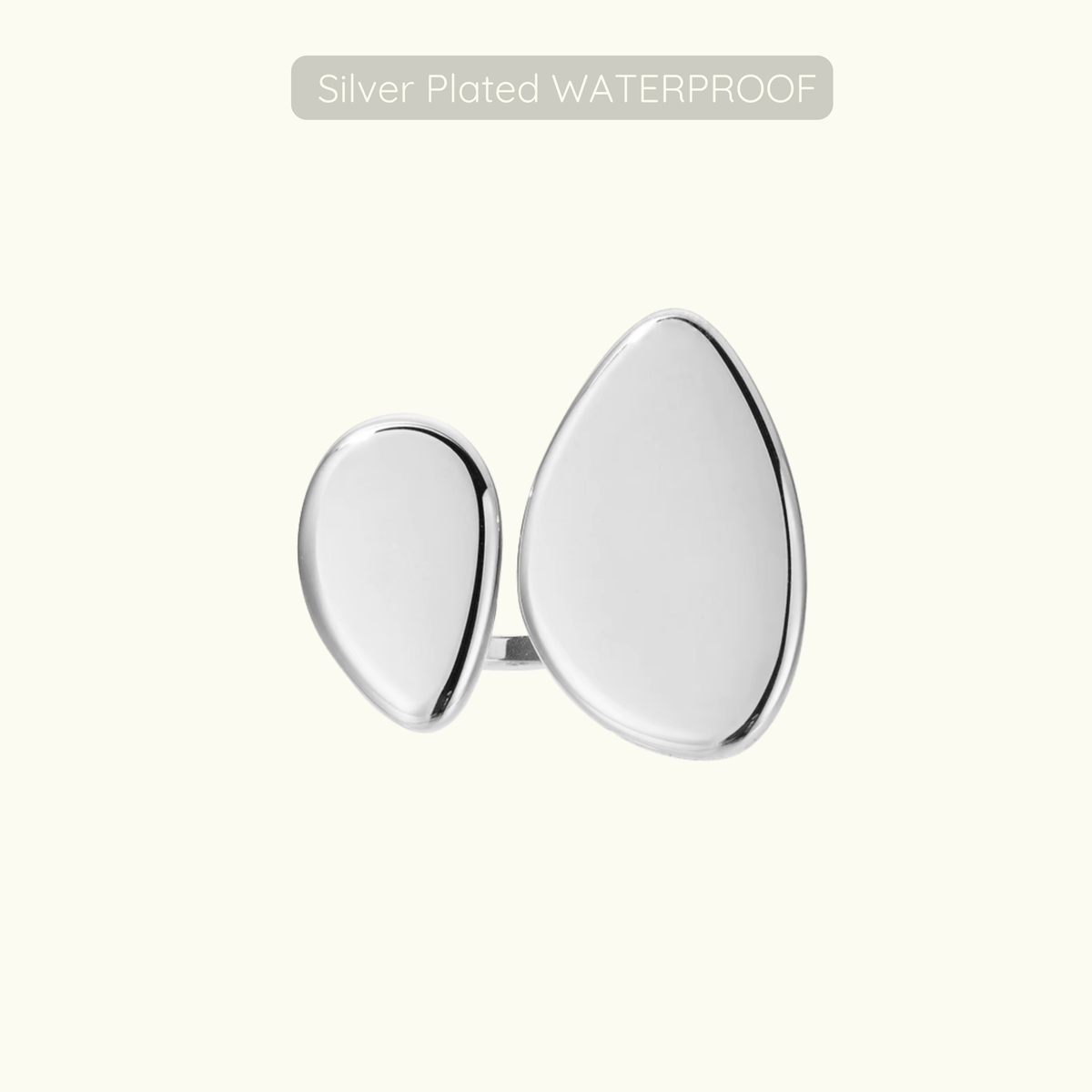 Pebble Adjustable Ring - Silver Plated - Waterproof