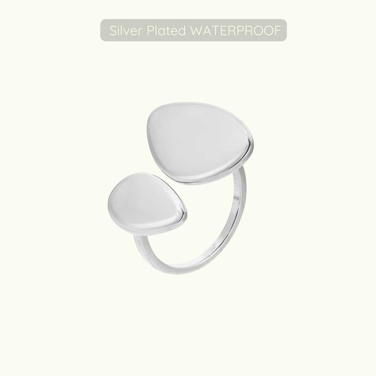 Pebble Adjustable Ring - Silver Plated - Waterproof