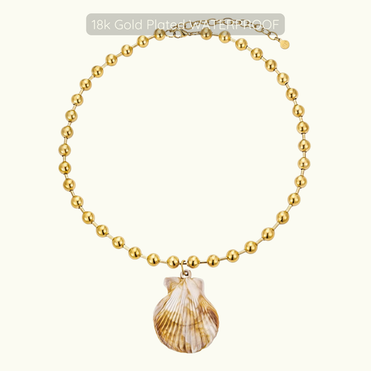 Siren - Scallop Shell Necklace - 18k Gold Plated - Waterproof