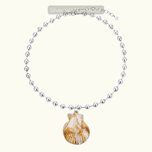 Siren - Scallop Shell Necklace - Silver - Waterproof