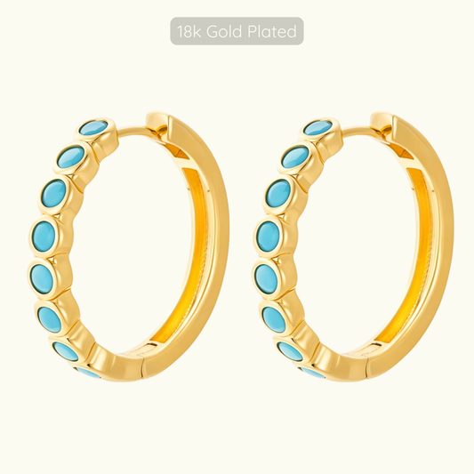 Sofia Hoops - 18k Gold Plated with Turquoise Stones