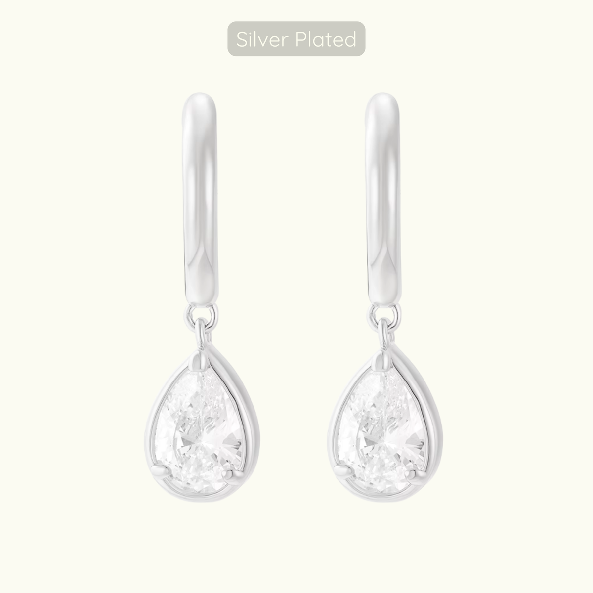 Michelle Teardop Charm Hoops - Silver Plated
