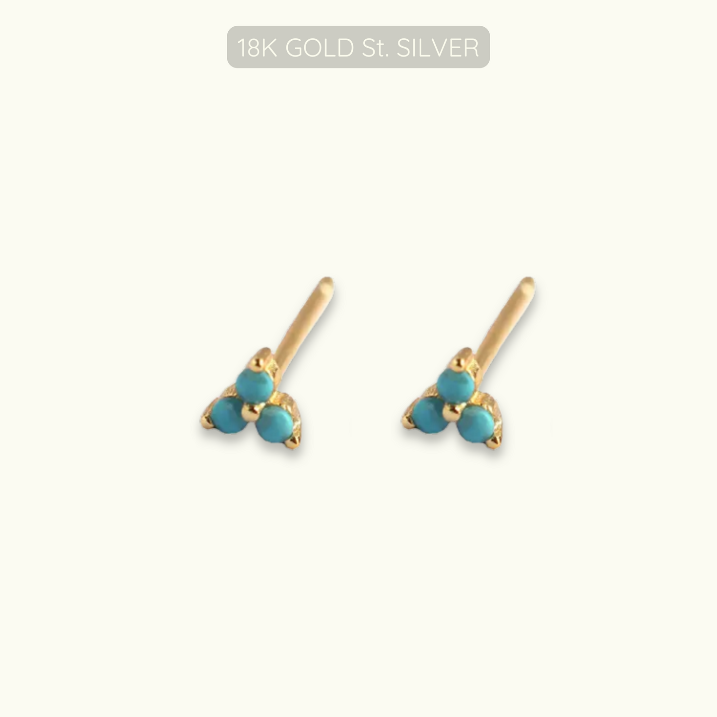 Clover Studs - Turquoise 18k Gold Plated 925 Sterling Silver