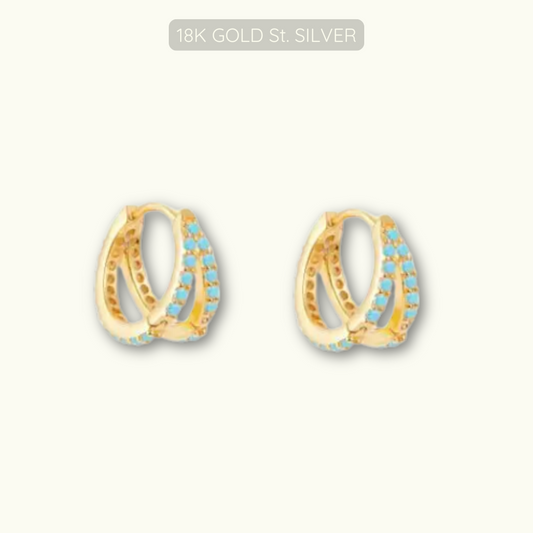 Victoria Huggies - Turquoise Stones - 18k Gold Plated 925 Sterling Silver