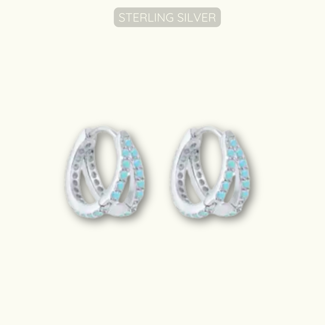 Victoria Huggies - Turquoise Stones - 925 Sterling Silver