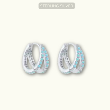 Victoria Huggies - Turquoise Stones - 925 Sterling Silver