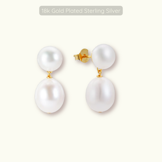 Alanna Bridal Pearl Earring - 18k Gold Plated 925 Sterling Silver