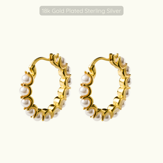 Daryl Pearl Hoops - 18K Gold Plated Sterling Silver