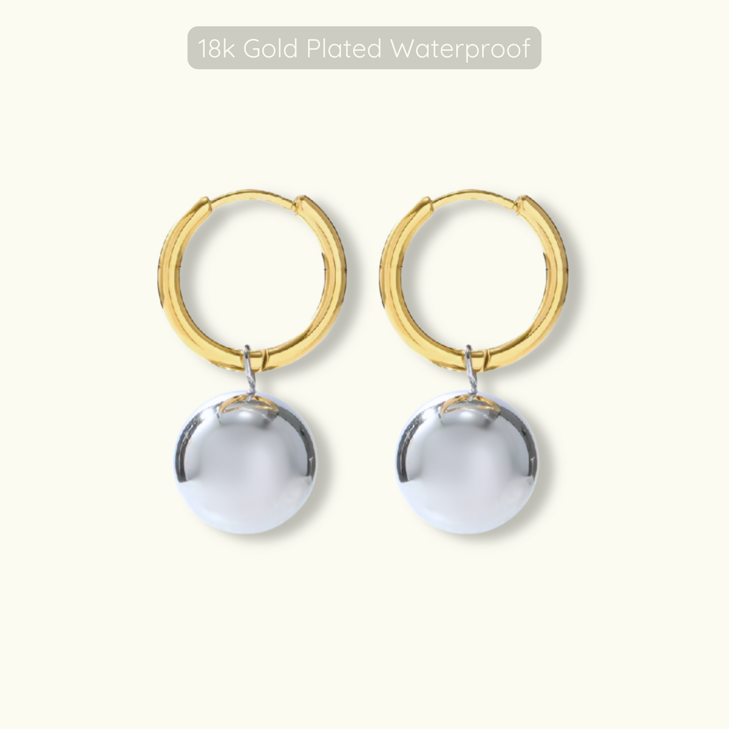 Donna Hoops - 18k Gold Plated - Mixed Metal - Waterproof