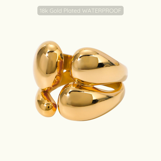 Double Delia Adjustable Ring - 18k Gold Plated - Waterproof