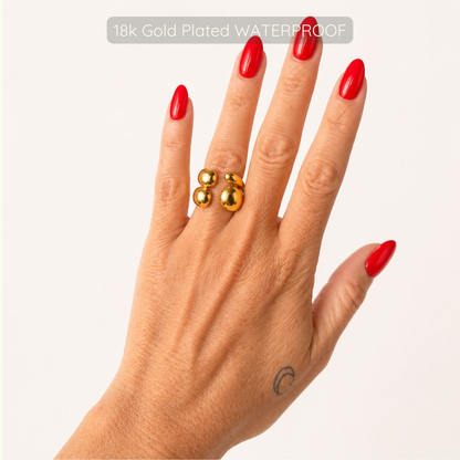 Double Delia Adjustable Ring - 18k Gold Plated - Waterproof