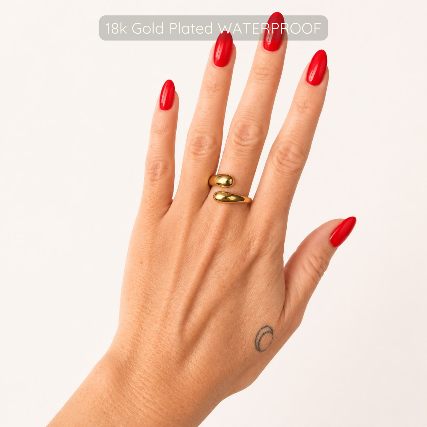 Delia Adjustable Ring - 18k Gold Plated - Waterproof