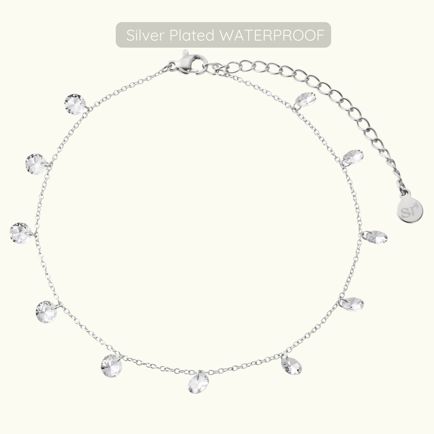 Elizabeth Anklet - Silver Plated - Waterproof