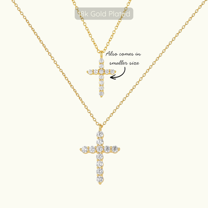 Loraine Cross Necklace -  Large - 18k Gold Plated