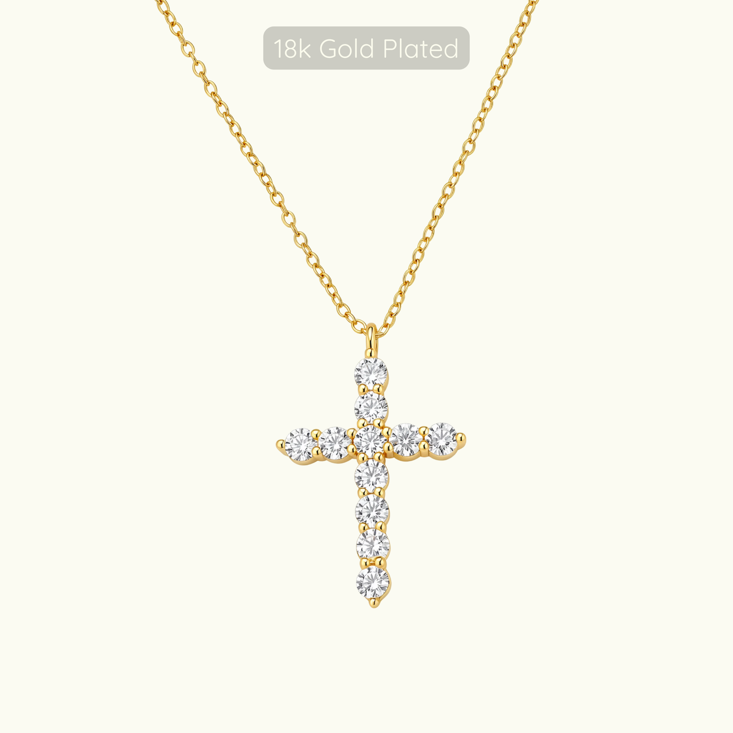 Loraine Cross Necklace -  Large - 18k Gold Plated