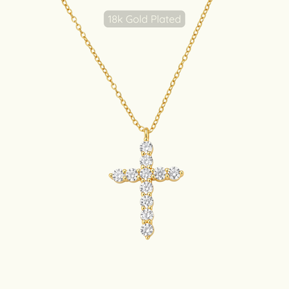 Loraine Cross Necklace -  Large - 18k Gold Plated