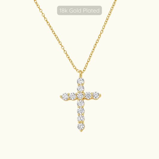 Loraine Cross Necklace -  Large - 18k Gold Plated