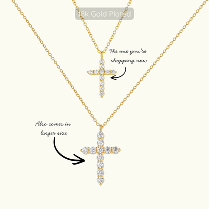 Small Loraine Cross Necklace - 18k Gold Plated
