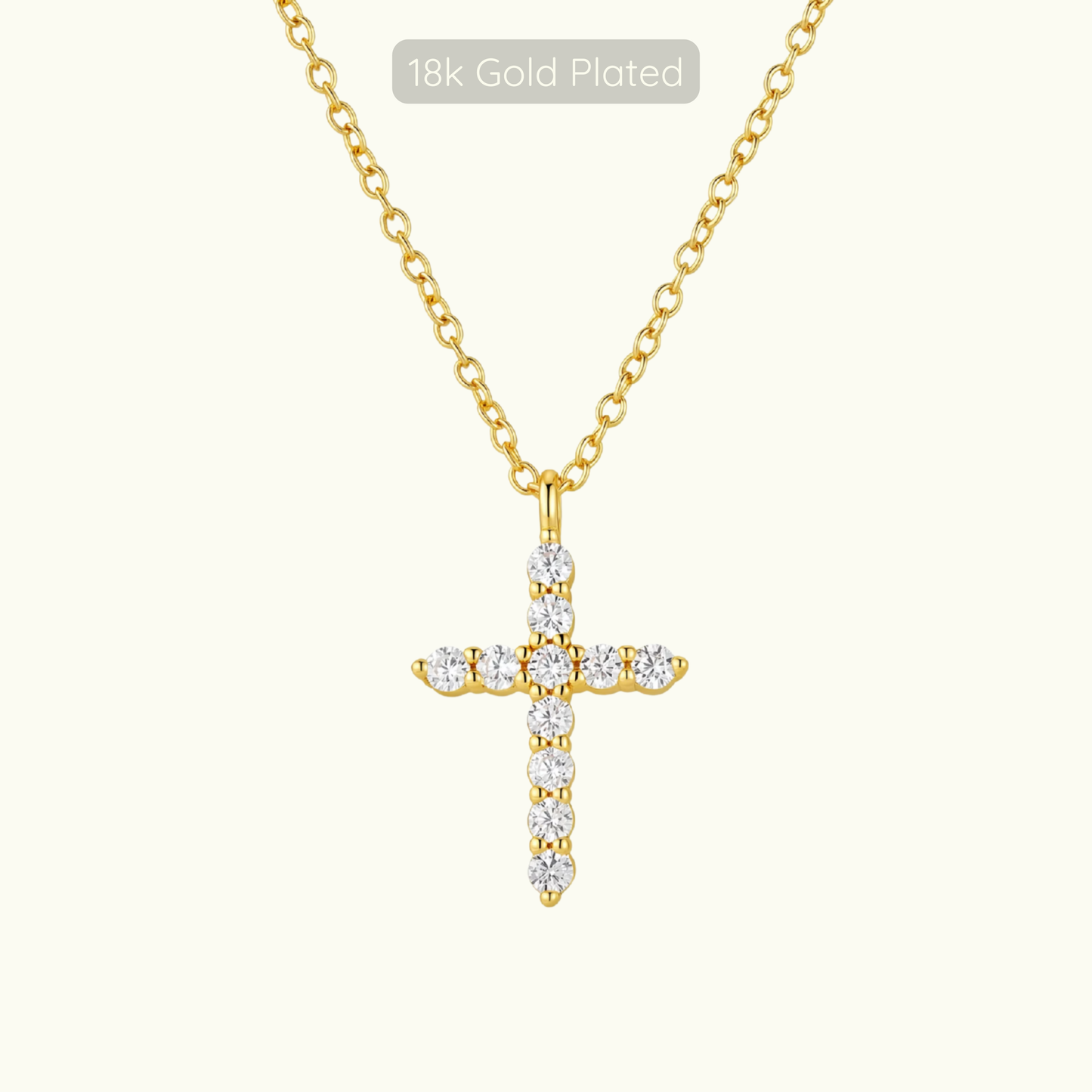 Small Loraine Cross Necklace - 18k Gold Plated