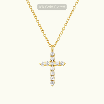 Small Loraine Cross Necklace - 18k Gold Plated