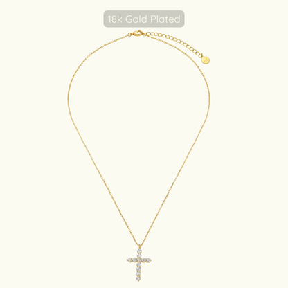 Loraine Cross Necklace -  Large - 18k Gold Plated