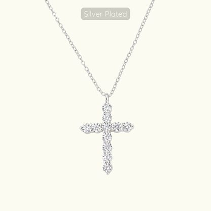 Large Loraine Cross Necklace - Silver Plated