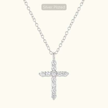 Small Loraine Cross Necklace - Silver Plated