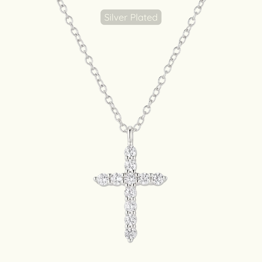 Small Loraine Cross Necklace - Silver Plated