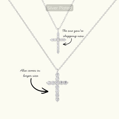 Small Loraine Cross Necklace - Silver Plated