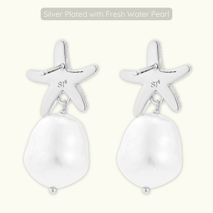 Frankie Pearl Earring - Silver Plated with Fresh Water Pearl