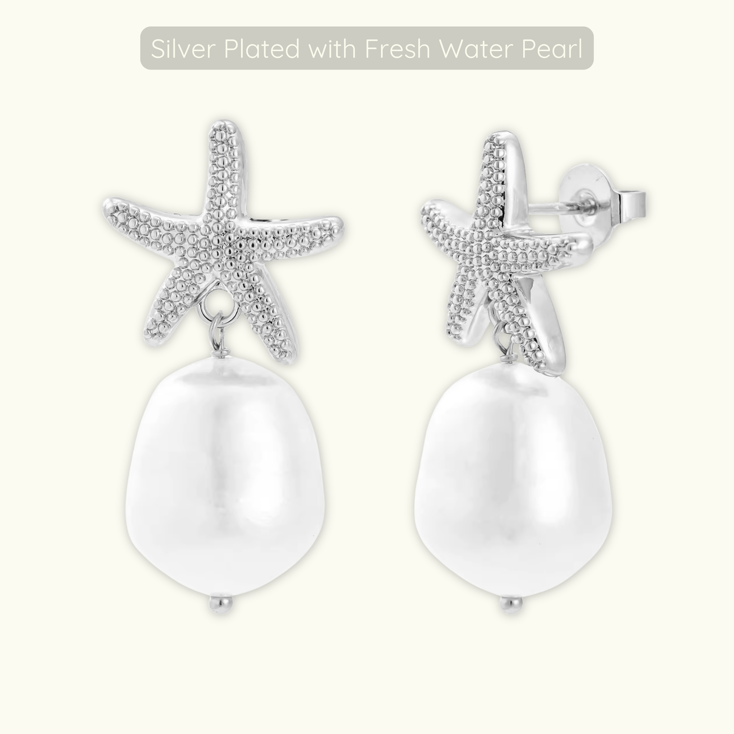 Frankie Pearl Earring - Silver Plated with Fresh Water Pearl