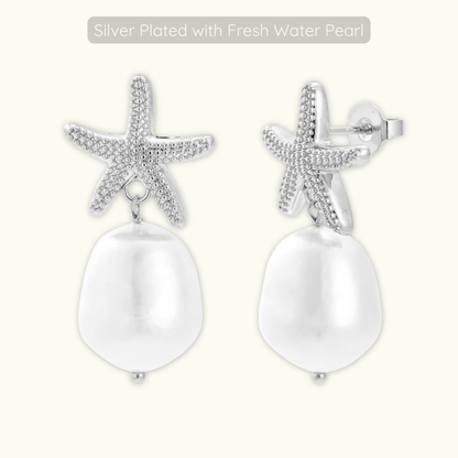 Frankie Pearl Earring - Silver Plated with Fresh Water Pearl
