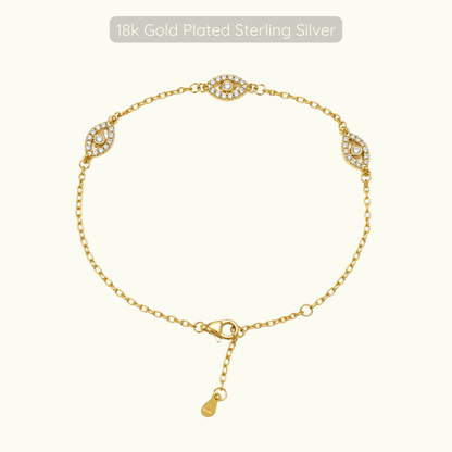 Evil Eye Bracelet - 18k Gold Plated Sterling Silver