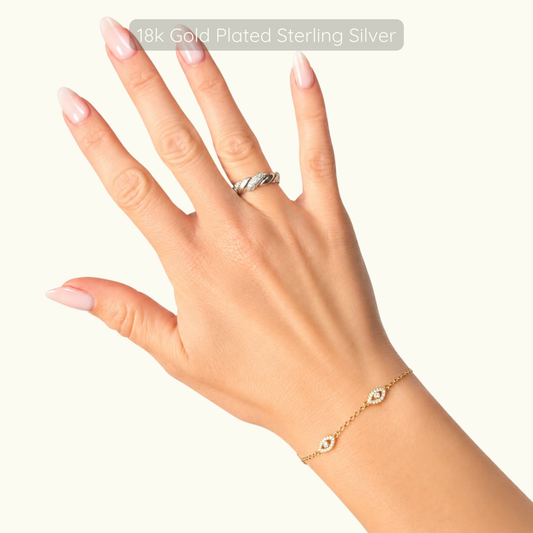 Evil Eye Bracelet - 18k Gold Plated Sterling Silver