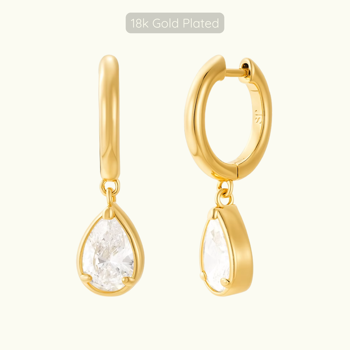 Michelle Teardop Charm Hoops - 18k Gold Plated