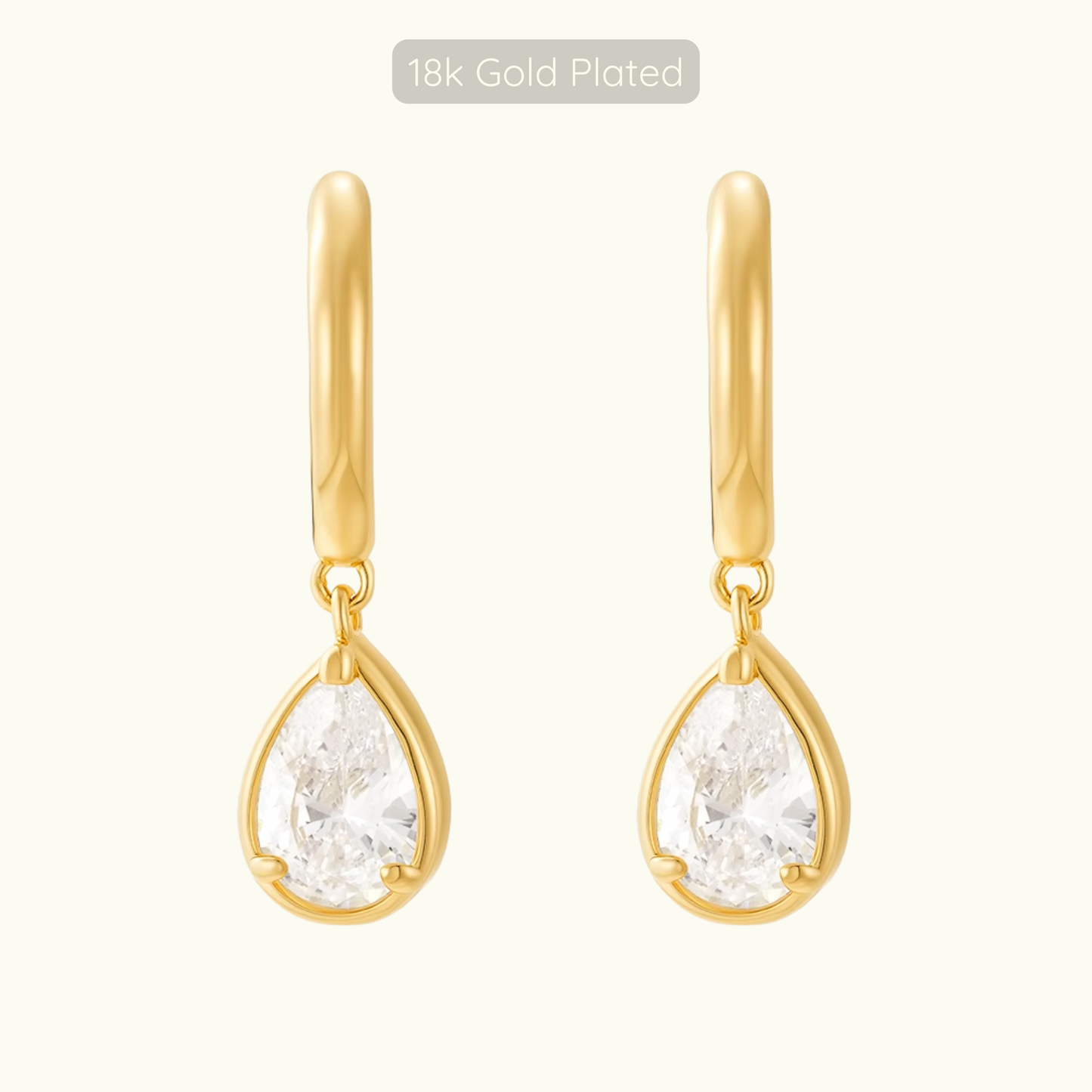 Michelle Teardop Charm Hoops - 18k Gold Plated